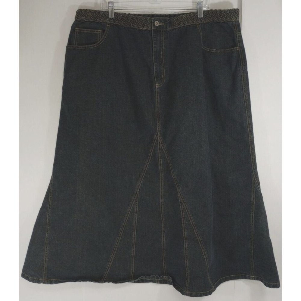Ashley Stewart Denim Skirt Women's Sz 20 Modest Long Blue Jean  42 x 37 No Tag